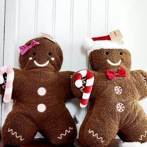 24" Christmas Holiday gingerbread decorative oversized pillows santa hats